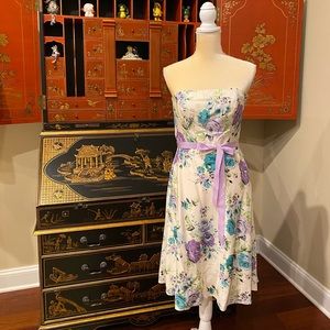 Elegant Ann Taylor strapless silk floral dress